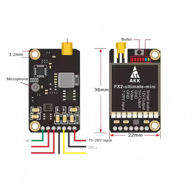 AKK Ultra Long Range FPV VTX 1.2W FX2 Ultimate Mini 5.8GHz 37CH فرستنده ویدئویی بی سیم