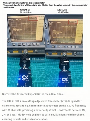 فرستنده ویدئویی بدون سرنشین AKK Alpha4 VTX 5.8G FPV 4W 8CH فرستنده ویدئویی Ultra Long Range