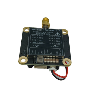 2.2G 1.6W فرستنده ویدئوی آنالوگ بدون سرنشین 2.2Ghz FPV VTX انتقال ویدئوی بلند مدت